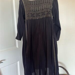 Pink Chicken Black Long Sleeve Dress with Patterned Bodice